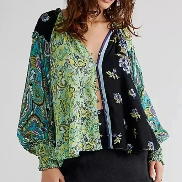 Free People Multicolor Paisley Blouse - Picture 3 of 15